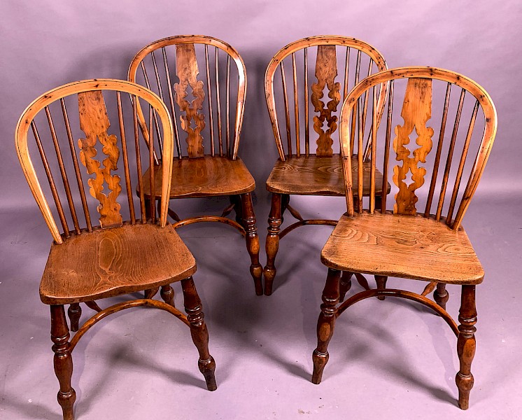 Fantastic Set of 4 Yew Wood Allsop of Worksop Kitchen Chairs
