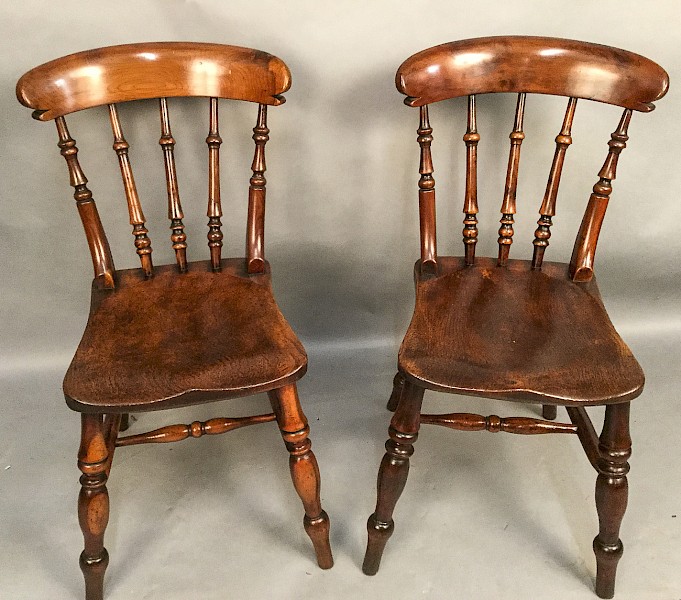 Rare pair of YEW Wood Worksop Kitchen Chairs