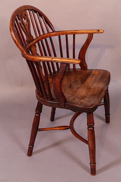 Antique Yew Wood Windsor Chair William Wheatland