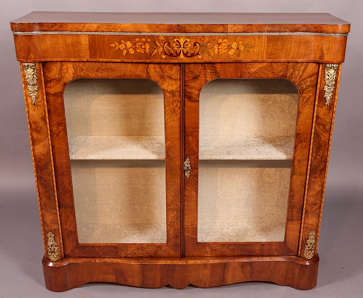 Victorian Burr Walnut Pier Cabinet