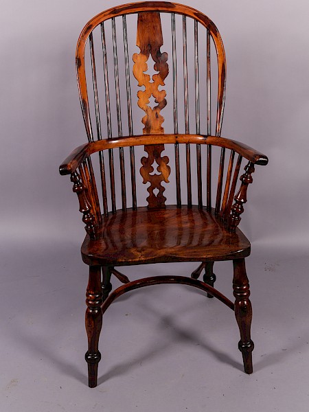 A Yew Wood High Back Windsor Armchair