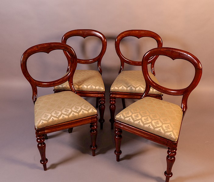 Set of 4 Victorian Balloon Back Dining Chairs