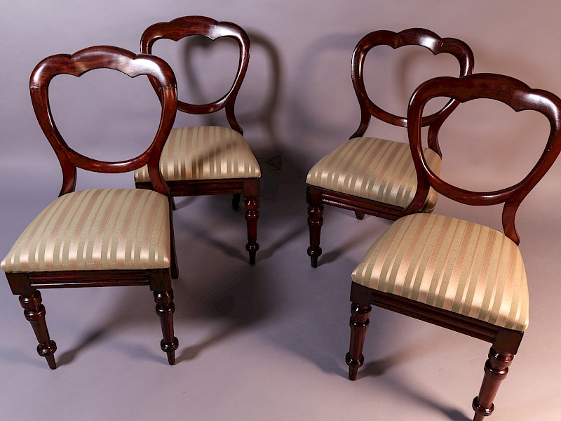 A Set of 4 Victorian Mahogany Balloon Back Dining Chairs