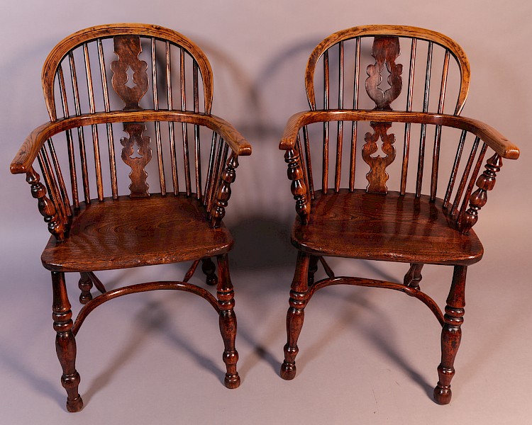 Matching Pair of Ash and Elm Windsor Chairs