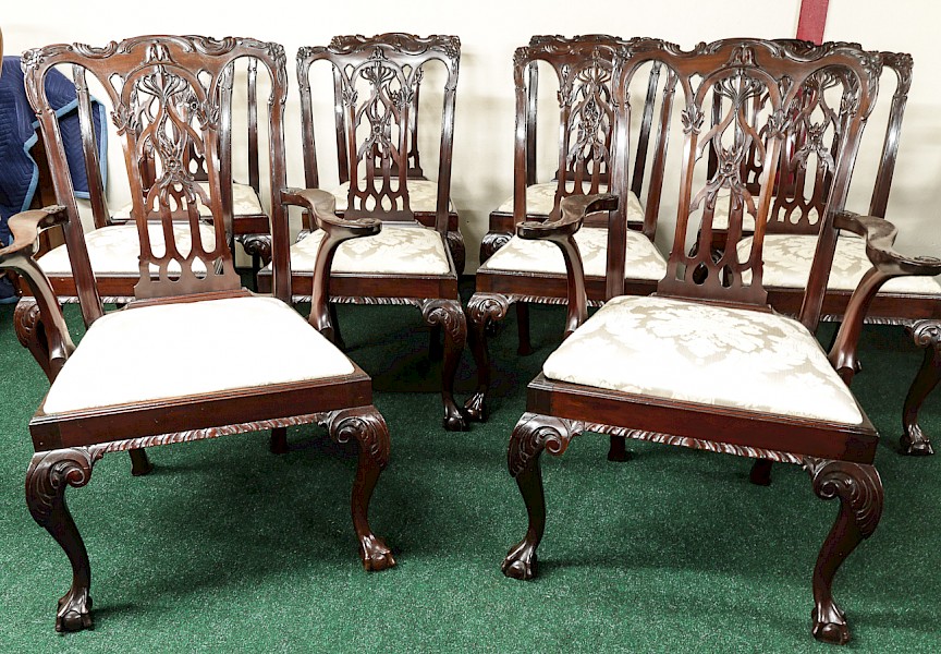 Superb Set of Ten Chippendale Style Dining Chairs