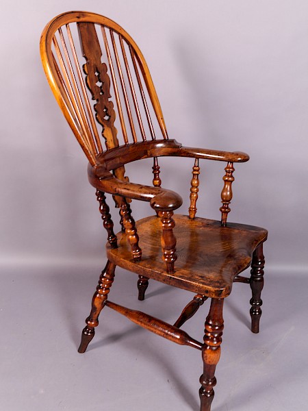 Yew Wood Broad Arm Windsor Chair Worksop Maker
