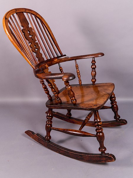 A Yew Wood Broad Arm Rocking Chair Worksop Maker