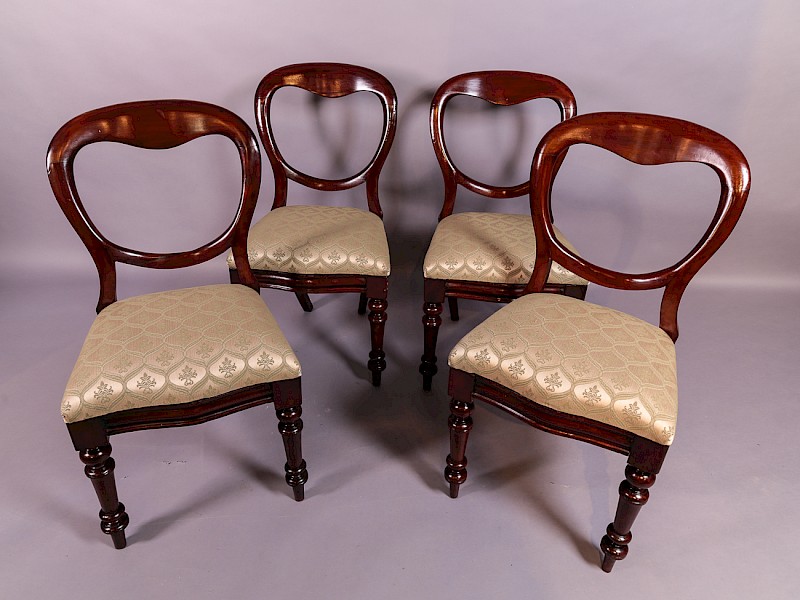 A Set of 4 Victorian Mahogany Balloon Back Dining Chairs