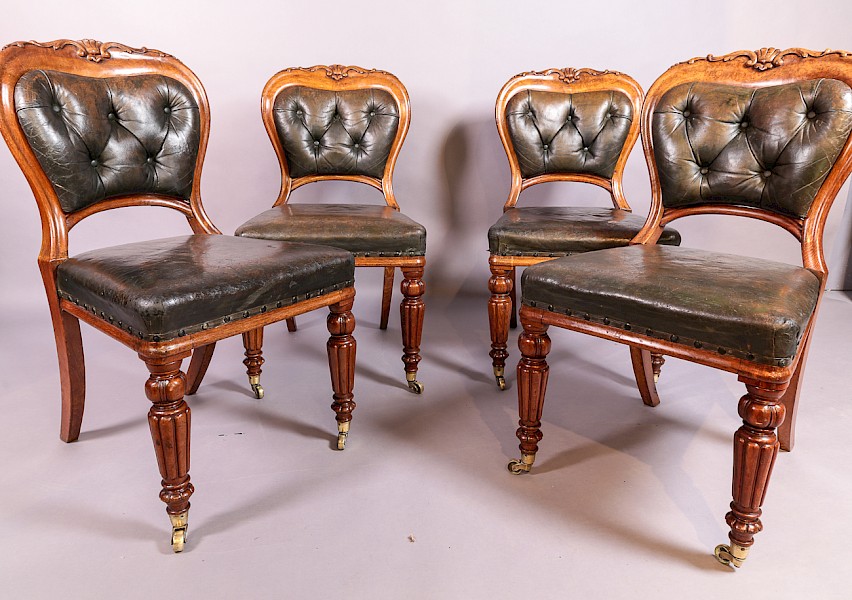 A Set of 4 Early Victorian Oak Dining Chairs