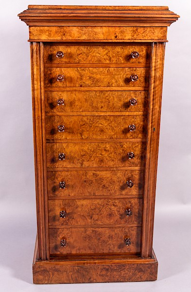 Burr Walnut Wellington Chest Stunning