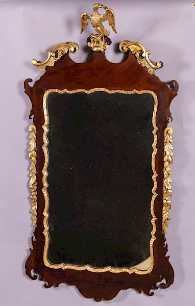 A George II Mahogany and Parcel Gilt Mirror