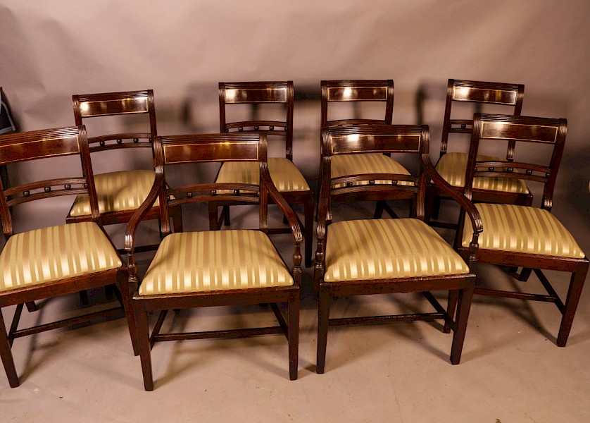 A Good Set of 8 Regency period Dining Chairs in Mahogany