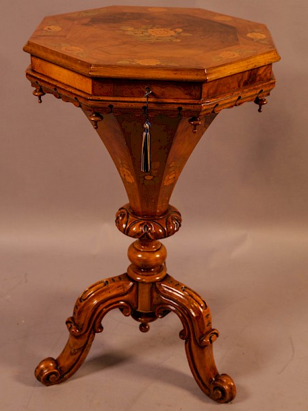 A Very Good Victorian Hexagonal Sewing Stand