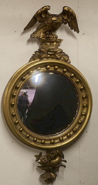 Regency Period Convex Mirror Eagle pediment