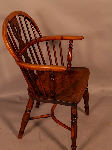 A Yew Wood Low Back Windsor chair Rockley Maker