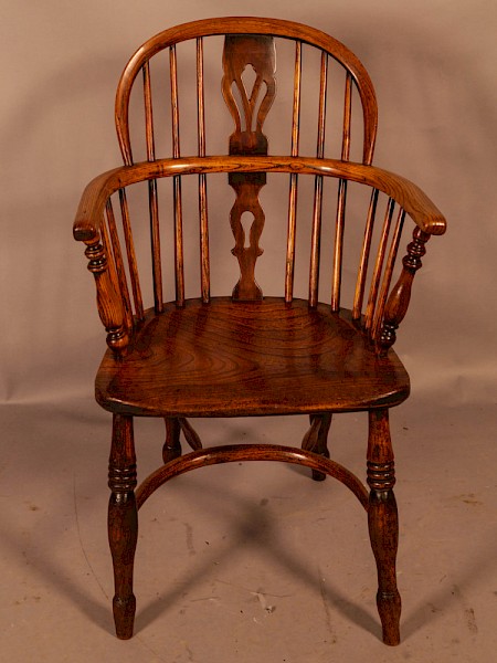 An Ash and Elm Low Back Windsor Chair Rockley