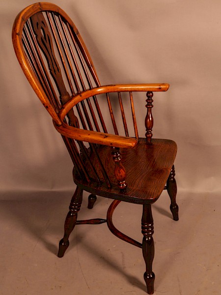 A Good Yew Wood High Back Windsor Chair Rockley Maker