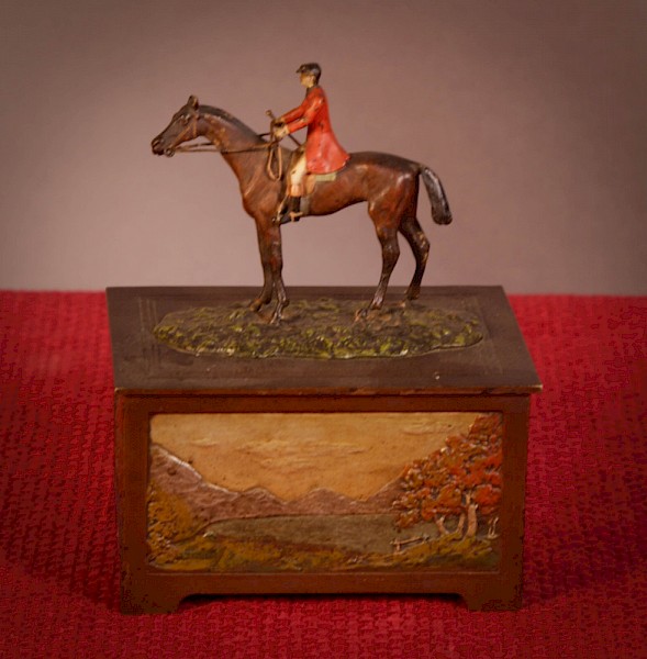 Arts and Crafts Lidded Box with Huntsman and Horse