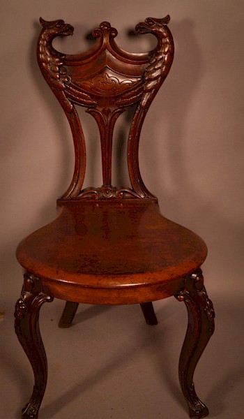 An Early Victorian Hall Chair Griffons