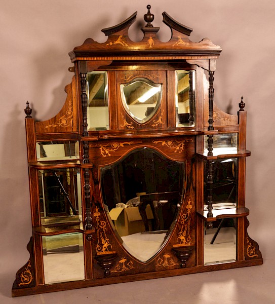 An Atractive Victorian Over Mantle in Rosewood with Inlay