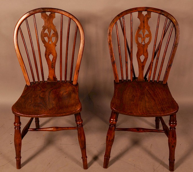 A near pair of Yew Wood Kitchen Windsor Chairs