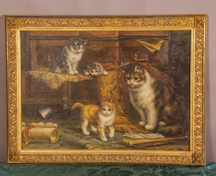 Oil on Canvas Cats and Kittens