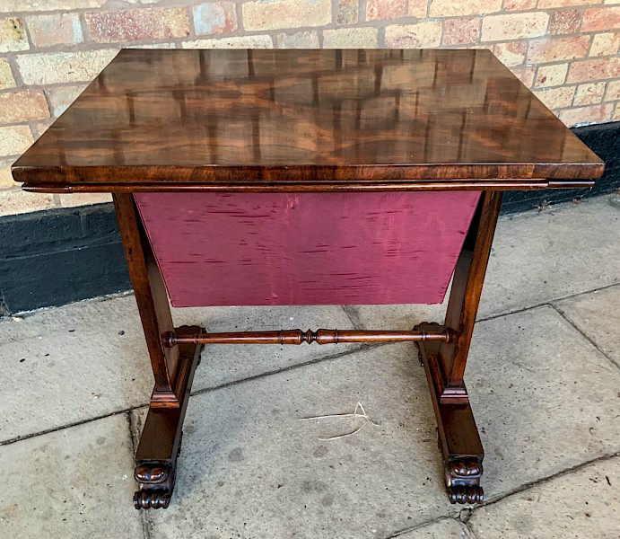 A Rosewood William IV Ladies Sewing Table