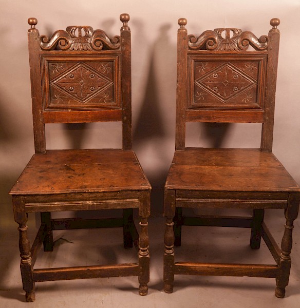 A Good Pair of 17th century Chairs in Oak
