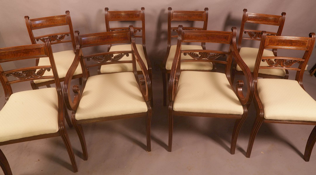A Superb Set of 8 Regency Dining Chairs Sabre Leg