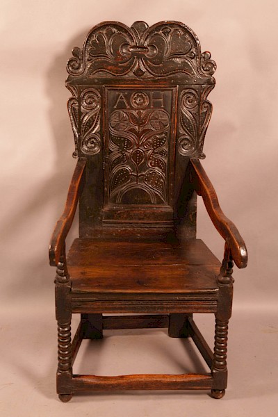 A super 17th century Wainscott chair carving Fantastic