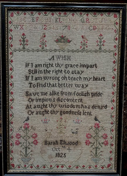 A Georgian Sampler by Sarah Elwood 1825