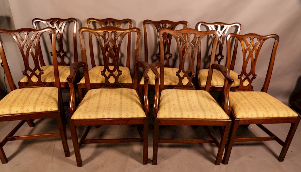 A Set of 8 Chippendale Style Dining chairs c 1890