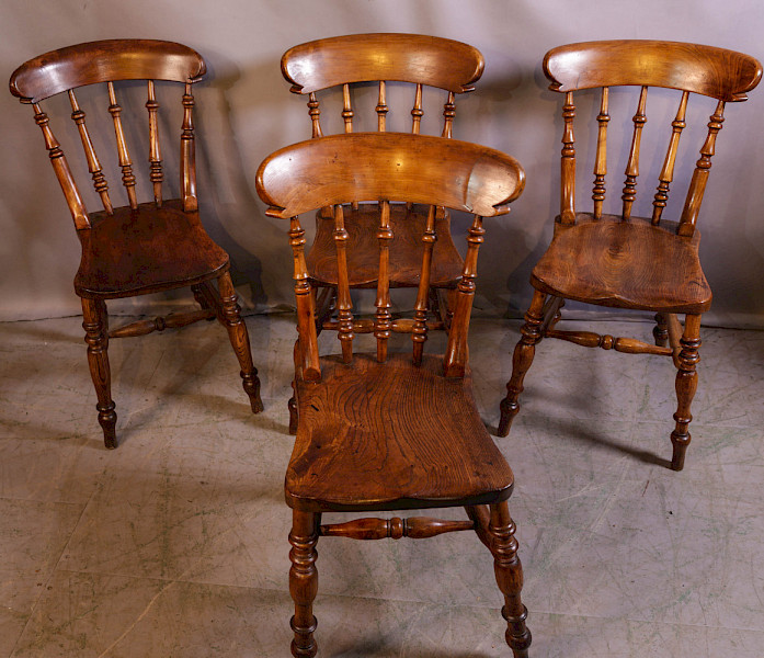 A Good near set of 4 Worksop made Kitchen Chairs rare model
