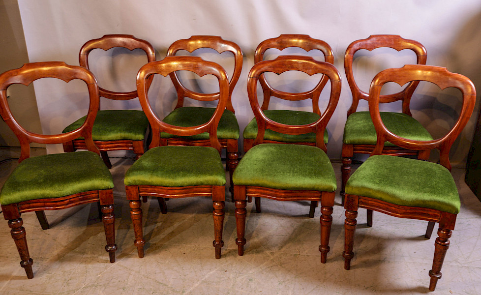 A set of 8 Victorian Mahogany Balloon Back dining chairs