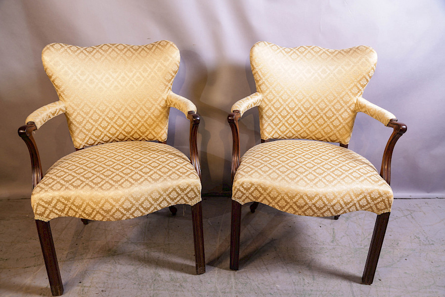 A Super pair on English Georgian period armchairs c 1790