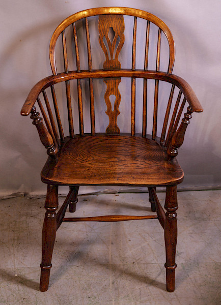 An Ash and Elm low Back Windsor chair