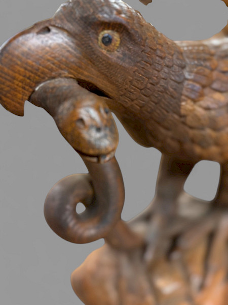 Carved wood eagle wings outstretched 19th century