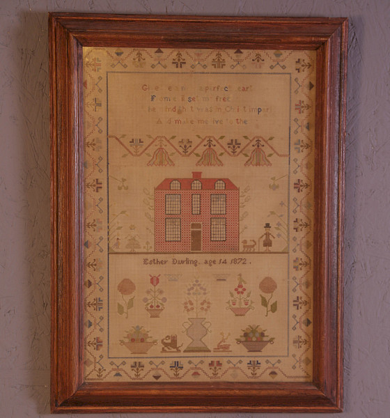 A Needlework Sampler Esther Durling Aged 14 1872