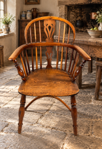 A low back yew wood Windsor chair Rockley maker